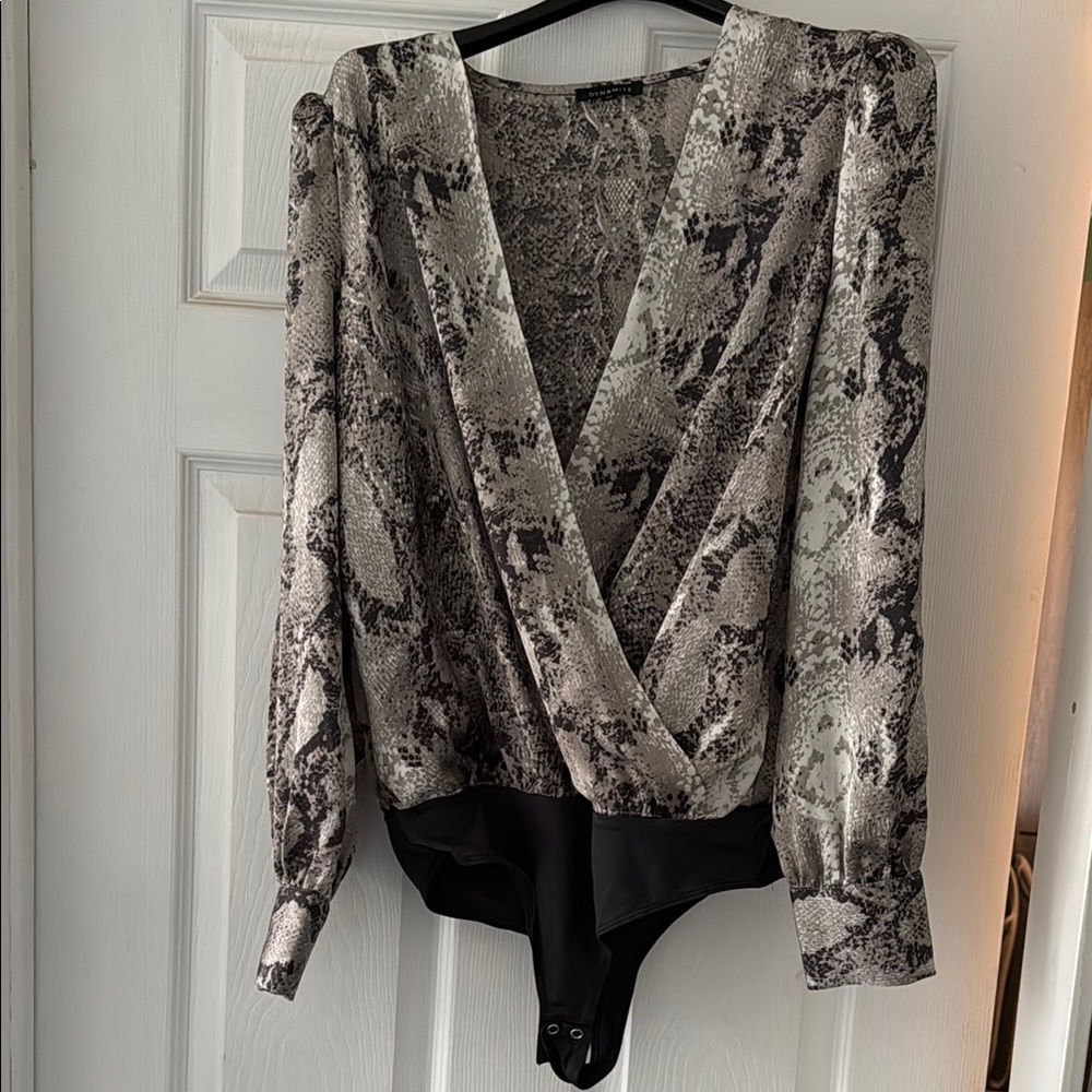 Stylish Snake Print Bodysuit Top